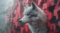 White Wolf in Red Geometric Blocks Digital Art Royalty Free Stock Photo