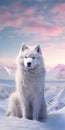 White Wolf In Snow A Stunning Cinematic Rendering With Vibrant Colors Royalty Free Stock Photo