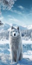 White Wolf In Snow: A Stunning Digital Manipulation Royalty Free Stock Photo
