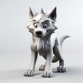 Playful 3d Printed Wolf Figurine For Painting - Charming Cartoon Style