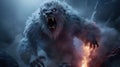 Flame-furred Creature: A Photorealistic Rendering Of Frozen Wilderness Royalty Free Stock Photo
