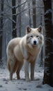 A white wolf was standing under the tree Royalty Free Stock Photo