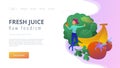 Fresh juice and raw foodism landing page. Royalty Free Stock Photo