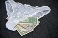 White woman panties with money