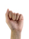 White woman`s left hand fist isolated on a white background Royalty Free Stock Photo