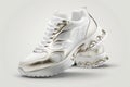 White Womens Sneakers On A White Background. Generative AI