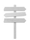 White wood arrow signpost isolated