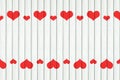 white wood background with red hearts decoration Royalty Free Stock Photo