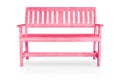 Wooden pink bench isolated on white