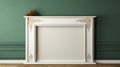 White Wood Fireplace Surround In Green Room With Baroque Realism Style Royalty Free Stock Photo