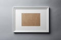 White wood frame on grey wall Royalty Free Stock Photo