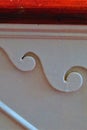 White wood staircase wave trim detail Royalty Free Stock Photo