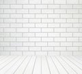 White wood wall (block style) and wood floor background Royalty Free Stock Photo