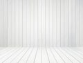 White wood wall and wood floor background Royalty Free Stock Photo