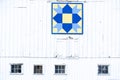 White Wooden Barn, Blue Quilt Pattern Royalty Free Stock Photo