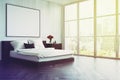 White wooden bedroom with a poster, side toned Royalty Free Stock Photo