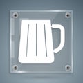 White Wooden beer mug icon isolated on grey background. Square glass panels. Vector Royalty Free Stock Photo