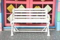 White wooden bench