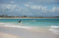 White wooden boat in the Juanillo beach, Dominican Republic