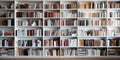 White wooden bookcase filled with books Zoom Virtual Background