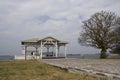 White wooden bridge pavilion