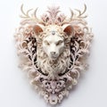 White Wooden Deer Sculpture Inspired By Baroque Portraiture