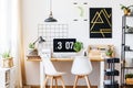 White and wooden desk space Royalty Free Stock Photo