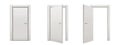 White wooden door in open, closed, ajar position