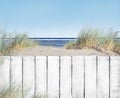 White Wooden Fence with Copy Space on the Beach Royalty Free Stock Photo