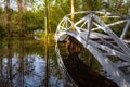 White Wooden Footbridge Over Swamp In Charleston South Carolina