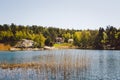 White wooden house on the lake Royalty Free Stock Photo