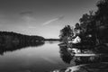 White wooden house on the lake Royalty Free Stock Photo