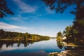 White wooden house on the lake Royalty Free Stock Photo