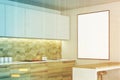 White and wooden kitchen, poster side toned Royalty Free Stock Photo