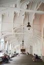 White wooden Market colonnade or Trzni kolonada in the spa town of  Karlovy Vary, Czech Republic Royalty Free Stock Photo