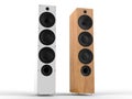 White and wooden modern speakers Royalty Free Stock Photo