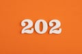 Number 202 - On orange foam rubber background