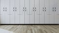 White student locker in modern empty classroom concept 3D rendering Royalty Free Stock Photo