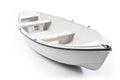 White wooden pleasure boat isolated on white background. Generative AI Royalty Free Stock Photo