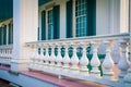 White wooden railing on a porch Royalty Free Stock Photo