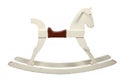 White wooden rocking horse chair children