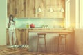 White wooden Scandinavian style kitchen toned Royalty Free Stock Photo