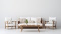 White And Wooden Sofa In A Classic Japanese Living Room