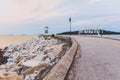 White Wooden Tower observation old small at the end of road at K Royalty Free Stock Photo