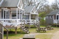 Wooden vacation cabins near beach in The Netherlands