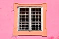 White window and pink wall Royalty Free Stock Photo