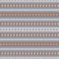White wool knitted texture with blue and brown stripes seamless pattern Royalty Free Stock Photo