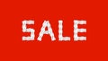 White word sale with moving elements on red background looped 3D animation