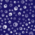 White Worker safety helmet and gear icon isolated seamless pattern on blue background. Vector Illustration