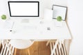 White workplace with empty computer Royalty Free Stock Photo